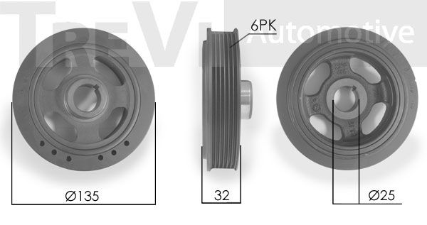 TREVI AUTOMOTIVE Ременный шкив, коленчатый вал PC1097